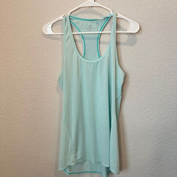 Athleta Light Blue Monochrome Stripe Racerback Athletic Tank Top - Size S - EUC - Picture 1 of 6